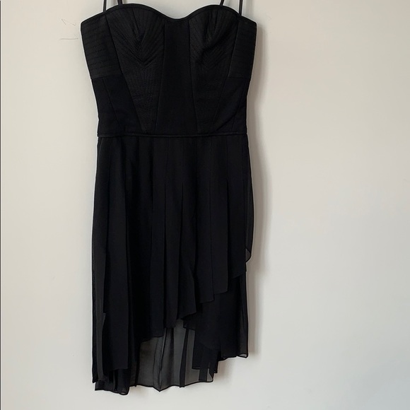 BCBG MAXAZRIA Black Bustier Pleated Chiffon Dress - Picture 2 of 9